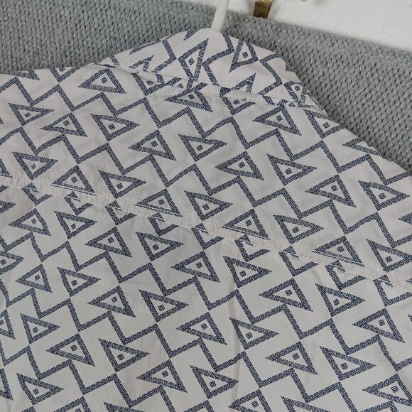 Rock & Roll Cowboy Shirt Mens Large White/Blue Geometric Snaps Western Cowboy - Picture 9 of 13